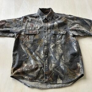 Vintage Wells Creek Shirt Mens XL Camo Flannel Short Sleeve Button Up Hunting
